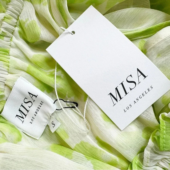 Misa Rumi One Shoulder Asymmetric Ruffle Floral Print Chiffon Dress Size S NWT - Picture 9 of 13